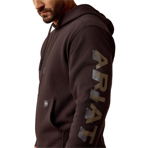 2026 Ariat Herren Rebar Leichtes Logo Hoodie 10079764 - Licorice / Canteen